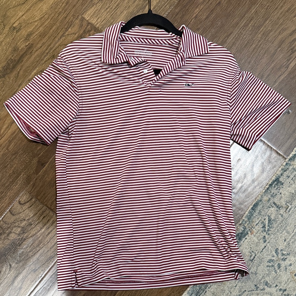 Vineyard Vines Boys Polo - Maroon and White Stripes